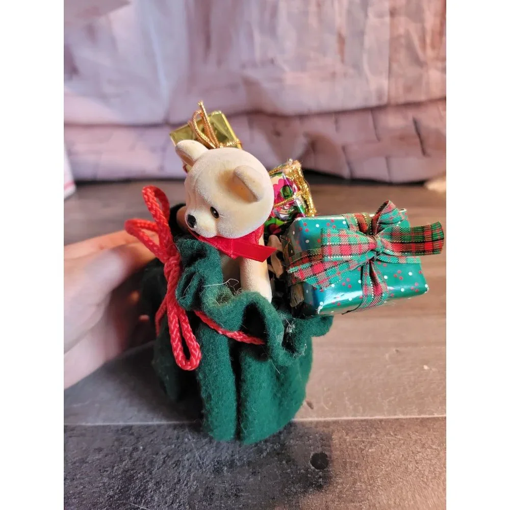 Teddy bear present Santa sack decor‎ figure xmas